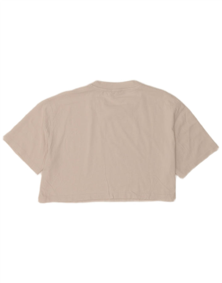 Zara Womens Crop Oversize T-Shirt Top UK 14 Blanc Moyen