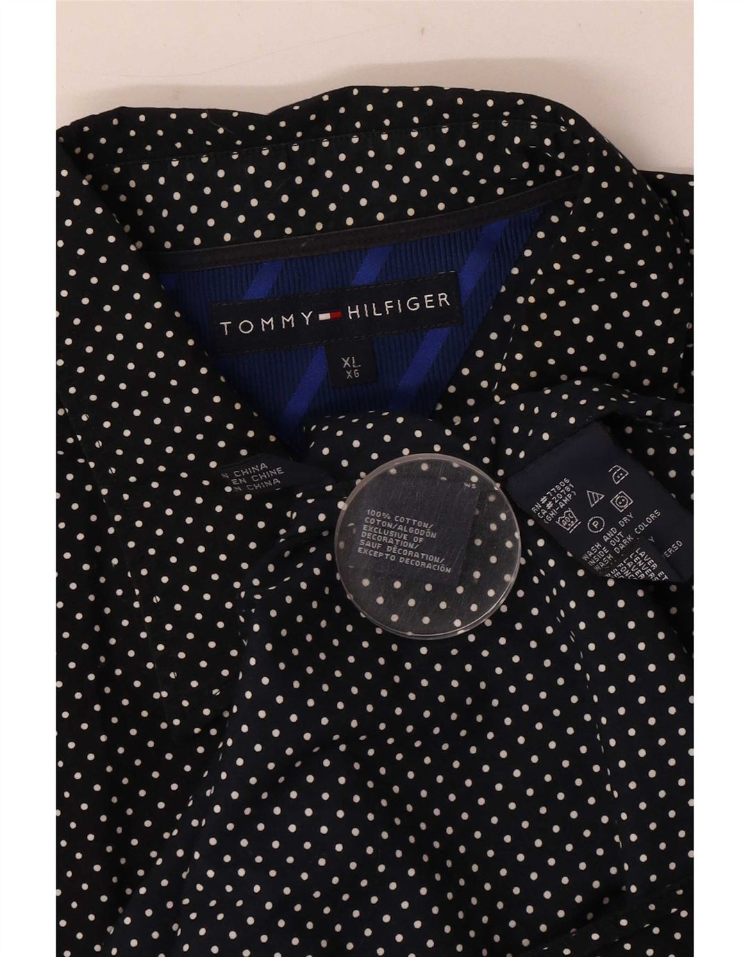 Tommy Hilfiger Chemise Homme XL Bleu Marine Spotted Cotton