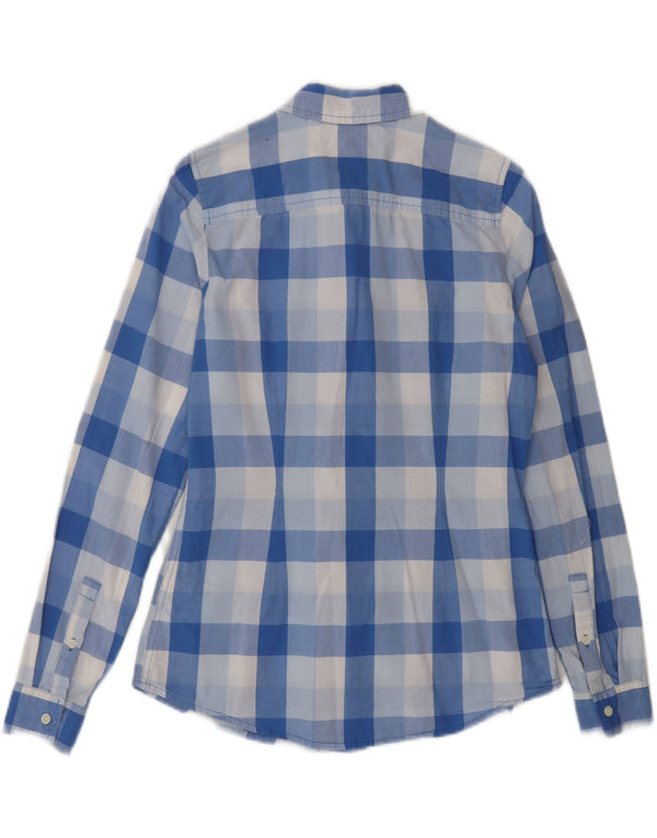 Tommy Hilfiger Chemise coupe classique pour femme UK 6 XS Bleu à carreaux en coton classique