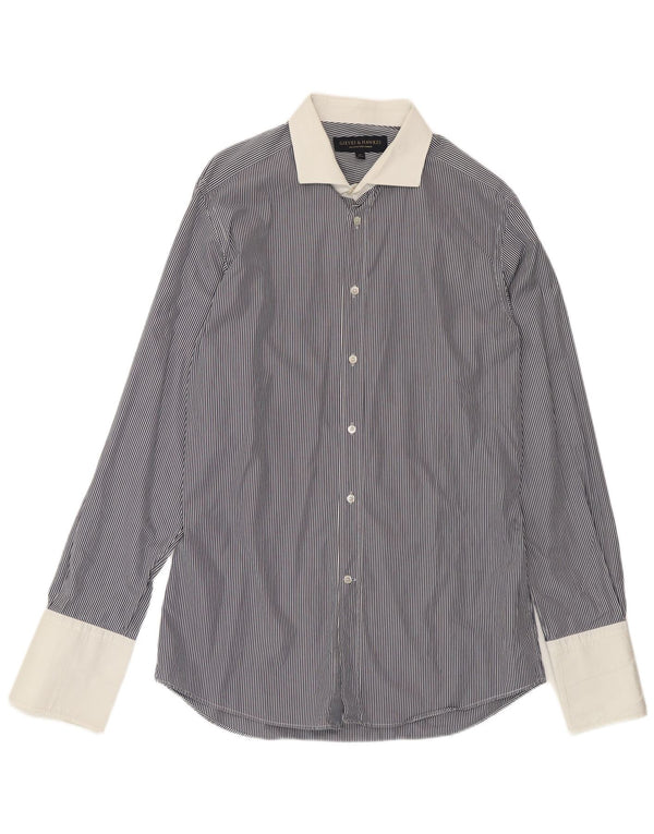 Gieves & Hawkes Chemise homme Taille 17 43 XL Coton à fines rayures bleu marine