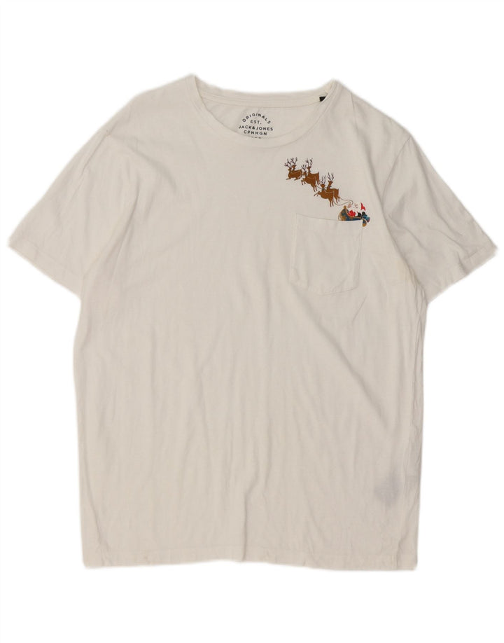Jack & Jones T-Shirt Graphique Homme Blanc Moyen Coton