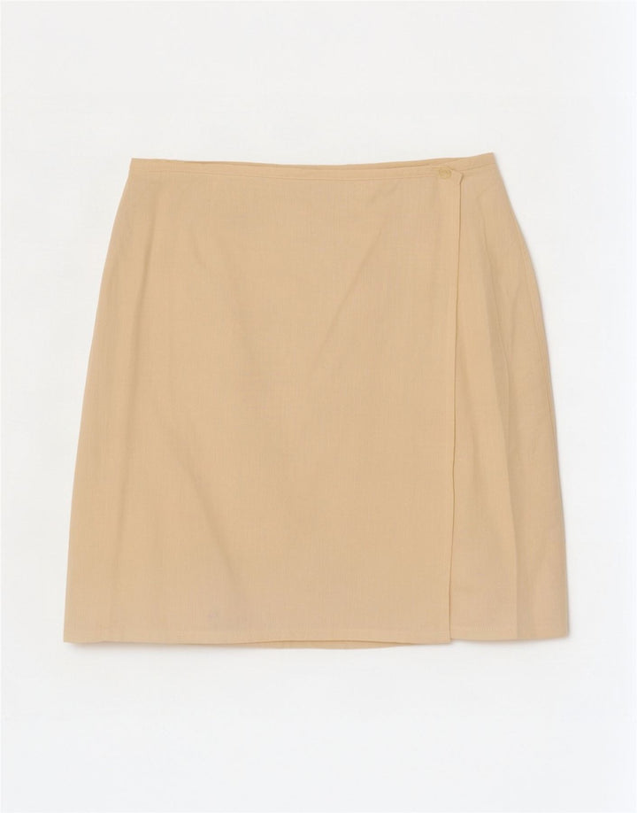 Benetton Femme Mini Jupe Portefeuille IT 44 Moyen W28 Coton Beige