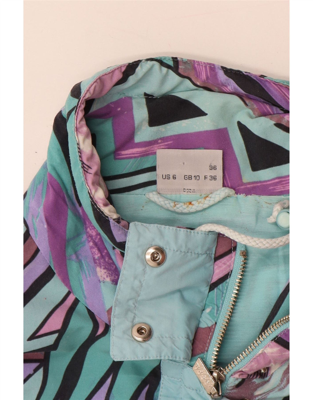 Maser M Imperméable surdimensionné pour femme UK 10 Petit Turquoise Géométrique