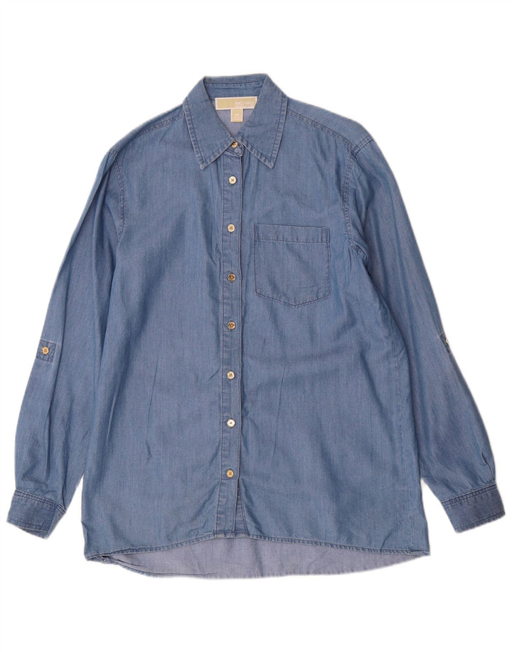 MICHAEL KORS Chemise en jean surdimensionnée pour femme UK 6 XS Bleu
