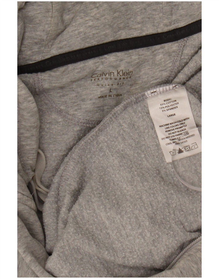 CALVIN KLEIN Pull à capuche zippé Performance pour femme UK 16 Grand coton gris