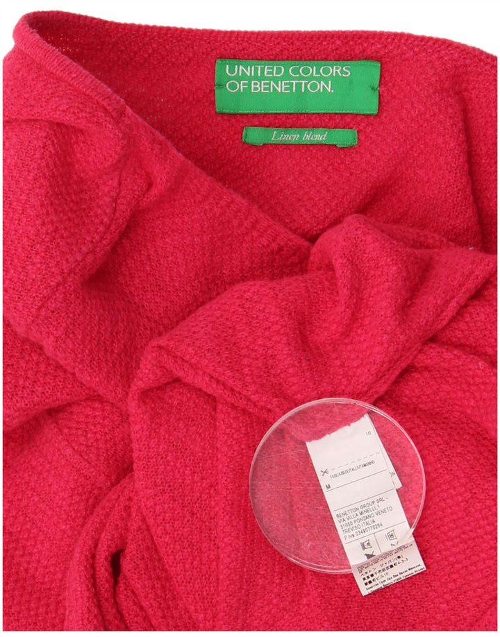 Benetton Pull surdimensionné à col bateau pour femme UK 14 en coton rose moyen