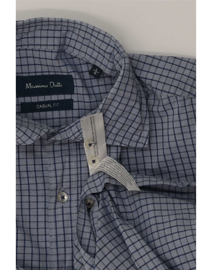 Massimo Dutti Chemise décontractée pour homme en coton à carreaux bleus