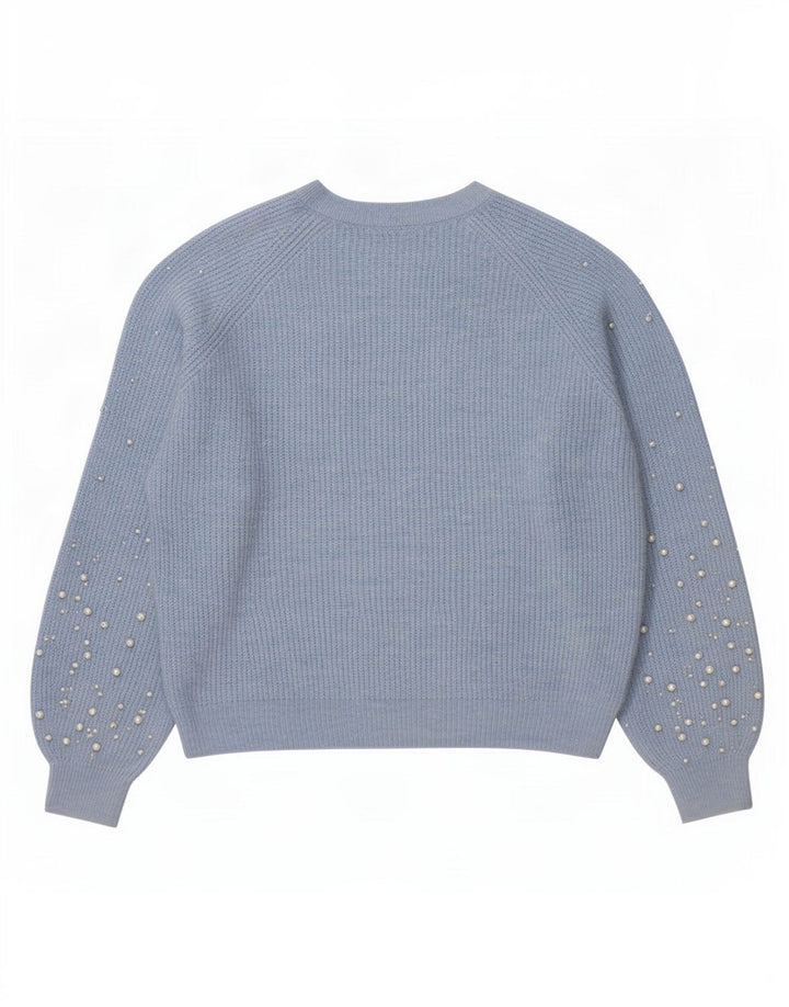 Marks & Spencer Pull col bateau pour femme UK 14 Bleu moyen à pois