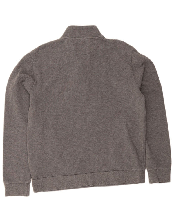 Hackett Sweat-shirt à col zippé pour homme, coupe classique, gris moyen, en coton