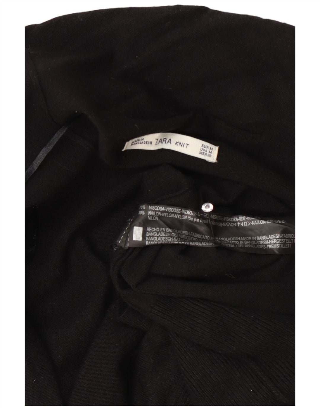 Zara Womens Longline Open Cardigan Pull UK 12 Moyen Noir Viscose