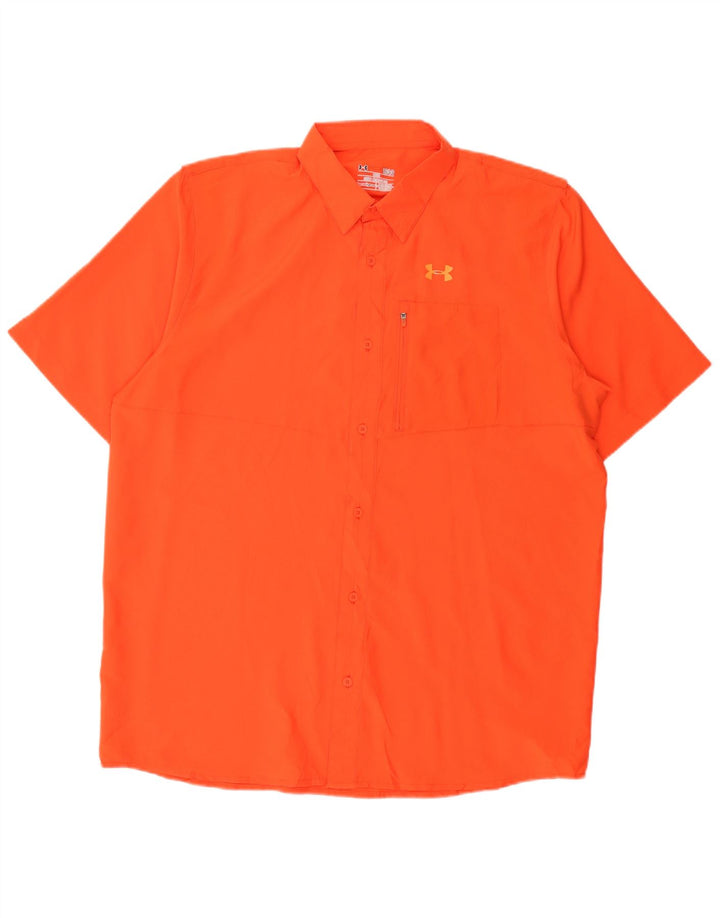 UNDER ARMOUR Chemise à manches courtes Heat Gear pour hommes Large Orange Polyester
