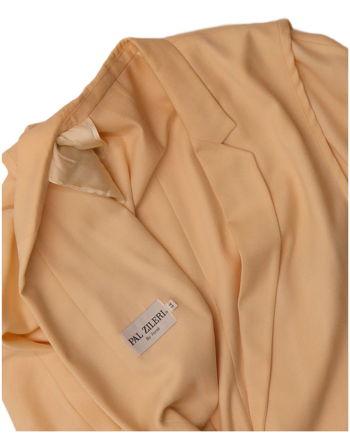 PAL ZILERI Womens 1 Button Blazer Jacket IT 44 Medium Yellow Virgin Wool