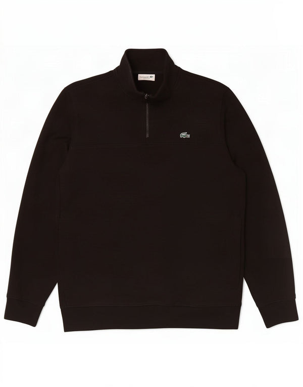 Lacoste Mens Classic Fit Zip Neck Sweatshirt Jumper Taille 5 Grand Noir