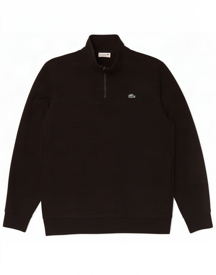Lacoste Mens Classic Fit Zip Neck Sweatshirt Jumper Taille 5 Grand Noir
