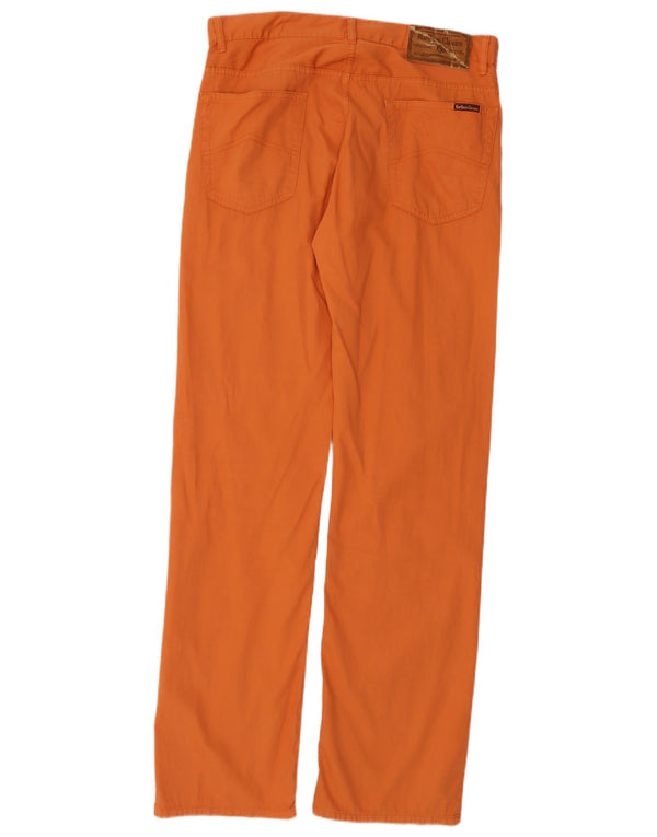 MARLBORO CLASSICS Womens Straight Casual Trousers W34 L34 Orange Cotton