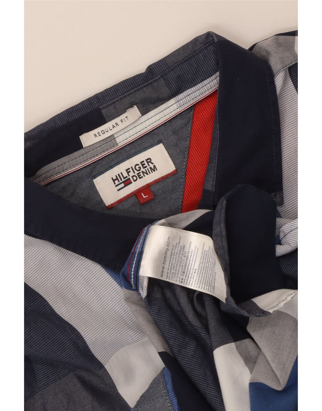 Tommy Hilfiger Chemise coupe classique pour homme en coton à carreaux bleu grand
