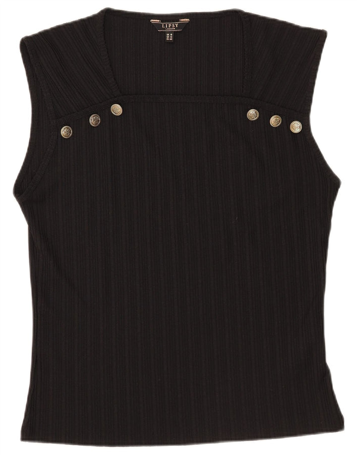 Lipsy Femme Blouse Sans Manches Top UK 18 XL Noir Polyester