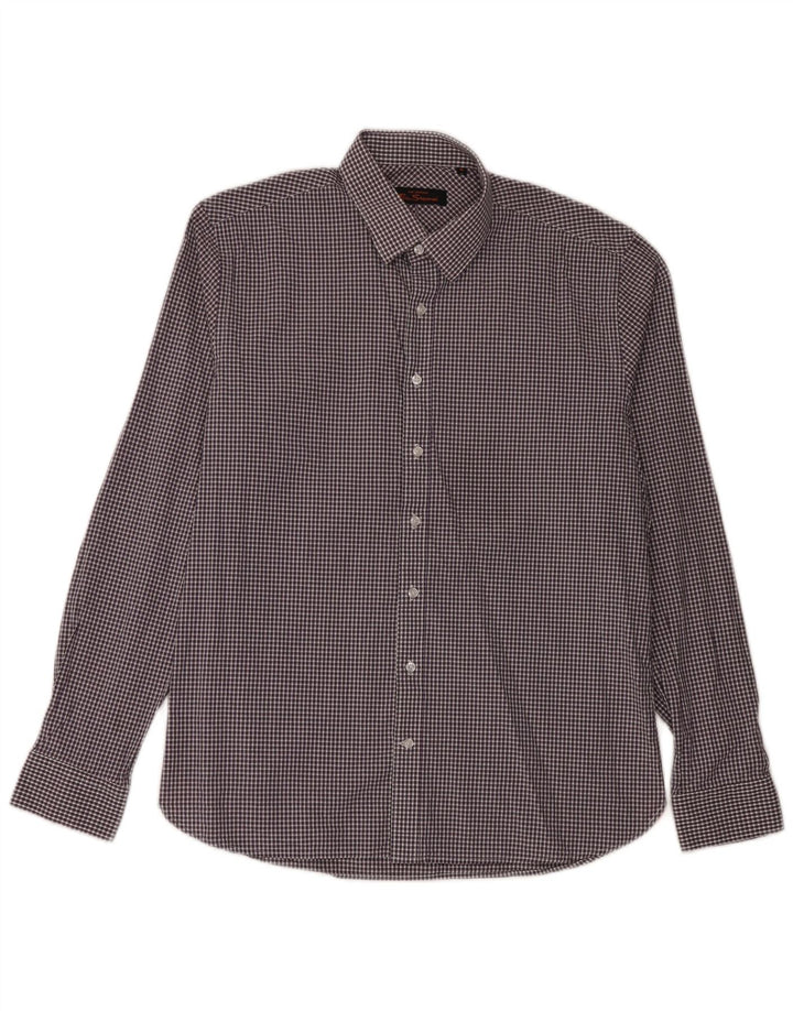 Ben Sherman Chemise Homme Taille 16 Grand Coton Vichy Violet