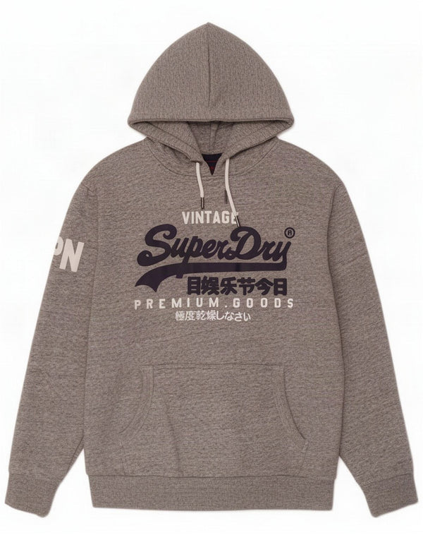 Superdry Mens Graphic Hoodie Jumper XL Grey Flecked