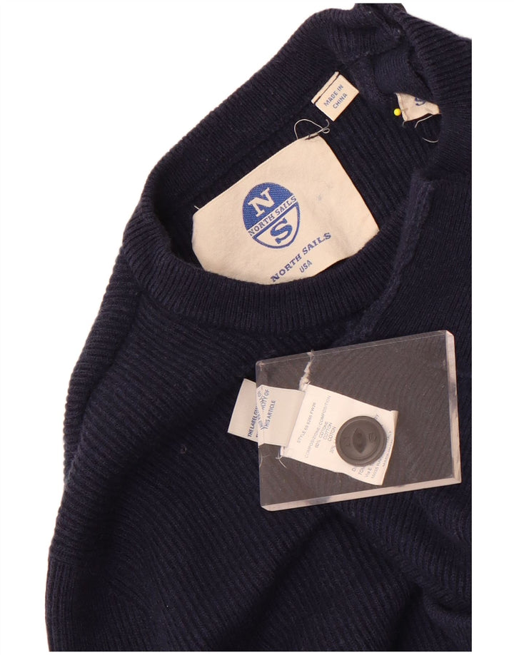 North Sails Pull à col rond pour homme Petit coton bleu marine