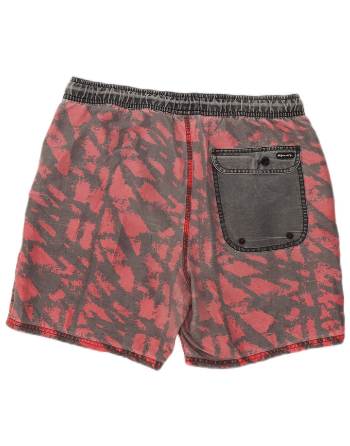Rip Curl Short de bain à motif abstrait pour hommes en polyester rouge moyen