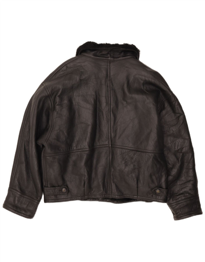 veste en peau de mouton vintage pour homme IT 52 XL Cuir noir