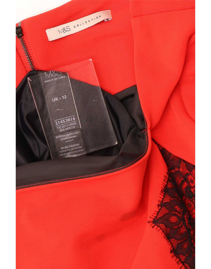Marks & Spencer Robe fourreau pour femme UK 12 Polyester floral rouge moyen