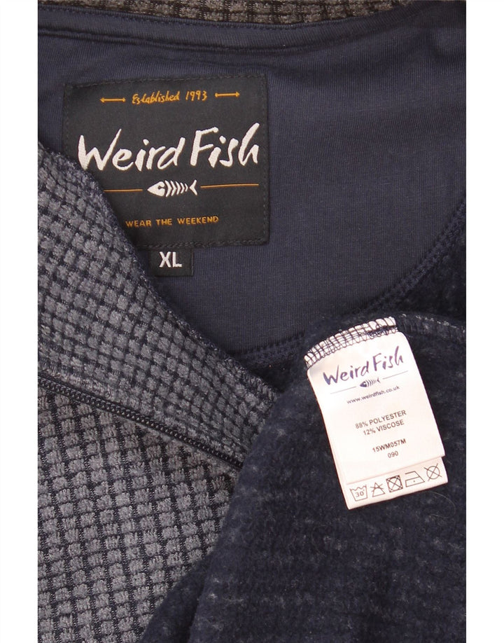 Weird Fish Pull polaire à col zippé pour homme XL Bleu marine Polyester