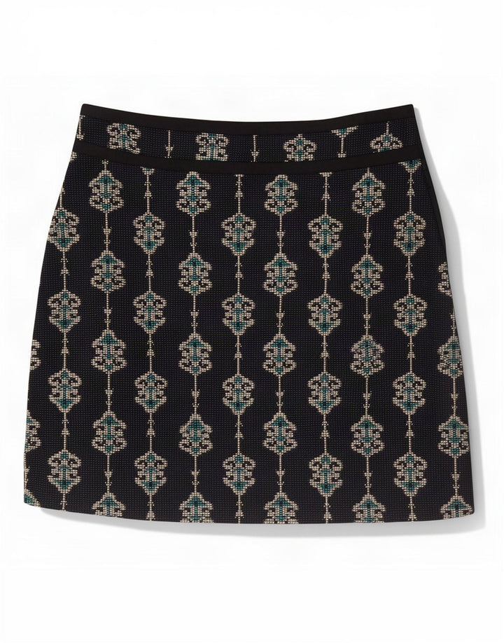 Zara Femme Mini Jupe XS W24 Bleu Marine Paisley Polyester