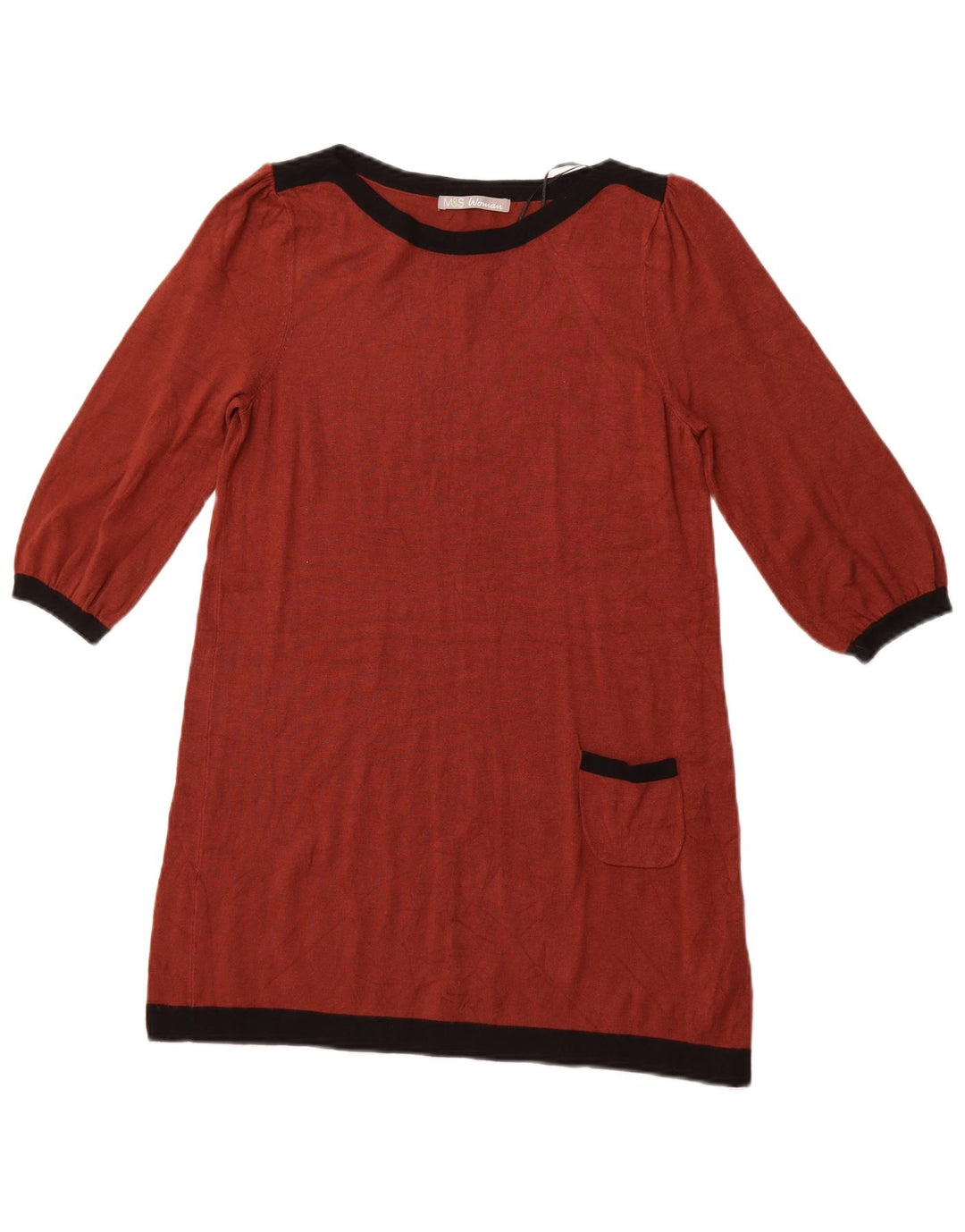 MARKS & SPENCER Haut tunique à manches 3/4 pour femme UK 12 Marron moyen Colourblock