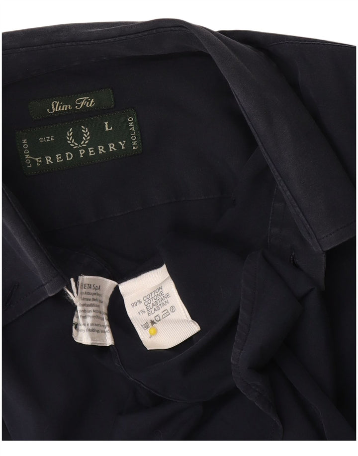 Fred Perry Chemise Slim Fit Homme Grand Bleu Marine Coton