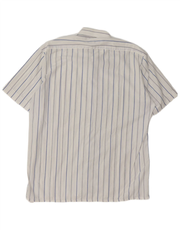 ANGELO LITRICO Chemise à manches courtes pour homme Taille 41 Rayé blanc moyen