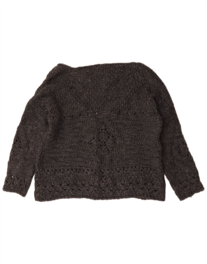 Zara Cardigan surdimensionné pour femme UK 44 en laine géométrique gris moyen