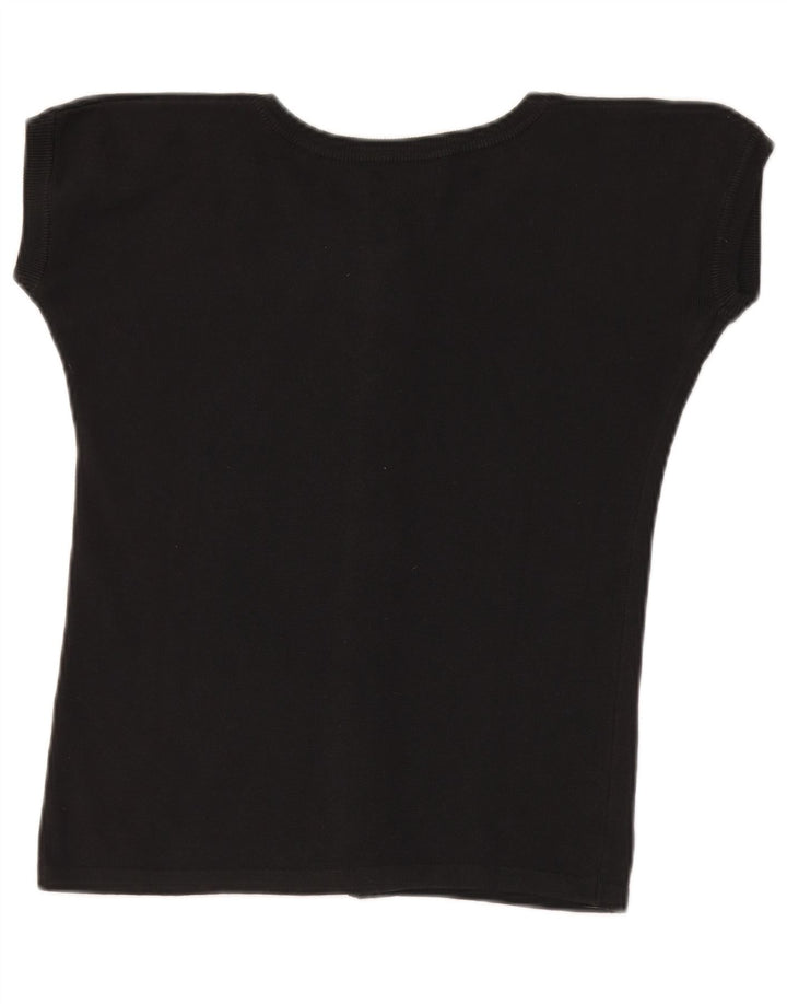 Benetton Femme Top Court En Tricot IT 46 Large Noir Coton