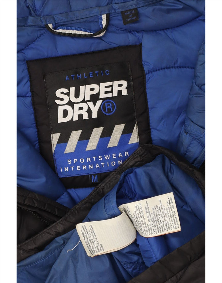 Superdry Veste matelassée à capuche pour hommes UK 38 Medium Black Nylon