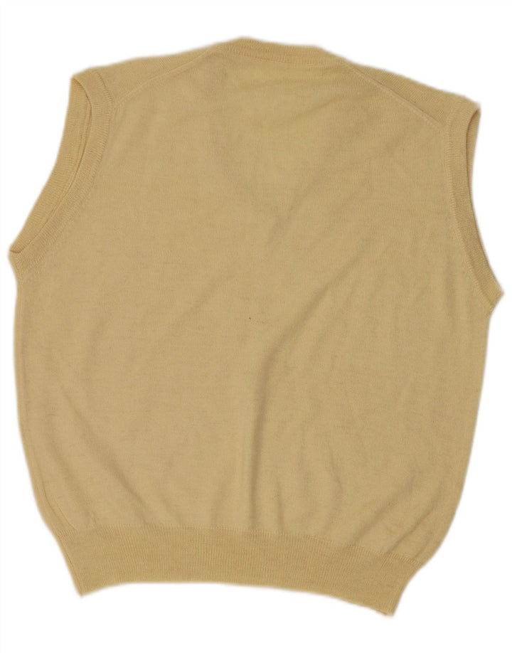 VINTAGE Débardeur Gilet Homme Jaune Moyen