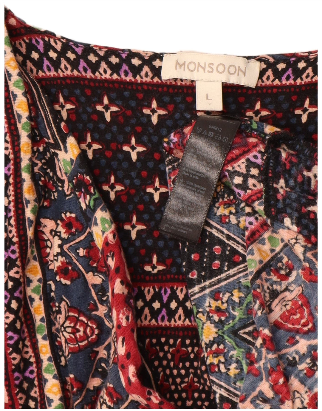 Monsoon Robe Asymétrique Femme UK 46 Grand Coton Floral Multicolore