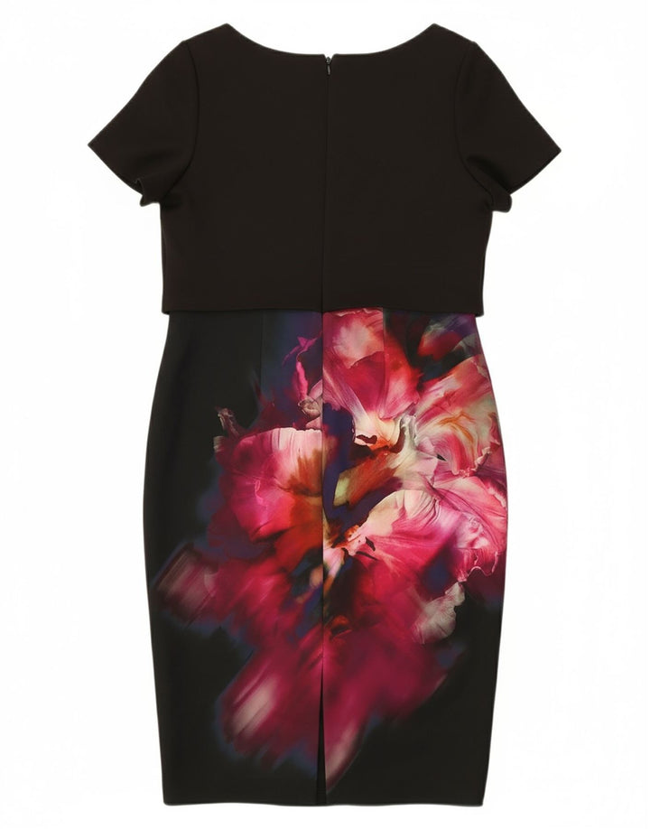 COAST Womens Sheath Dress UK 14 Medium Black Floral Polyester
