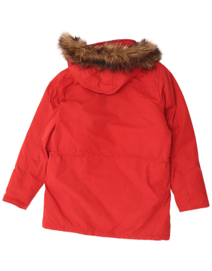 Abercrombie & Fitch Manteau rembourré à capuche pour homme UK 38 Rouge moyen Polyester
