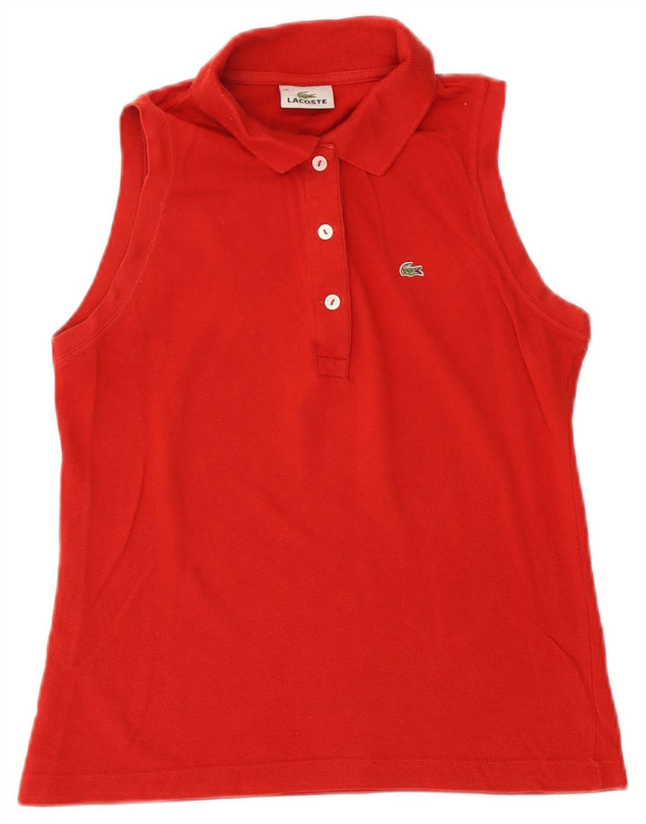 Lacoste Polo sans manches femme taille 38 coton rouge moyen