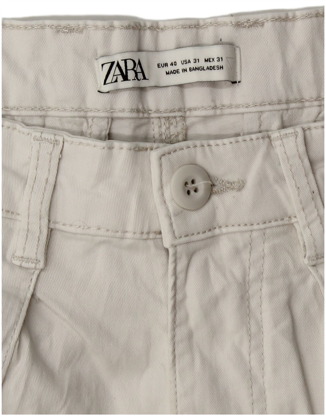 Zara Pantalon cargo droit pour homme EU 40 Medium W31 L28 Coton blanc