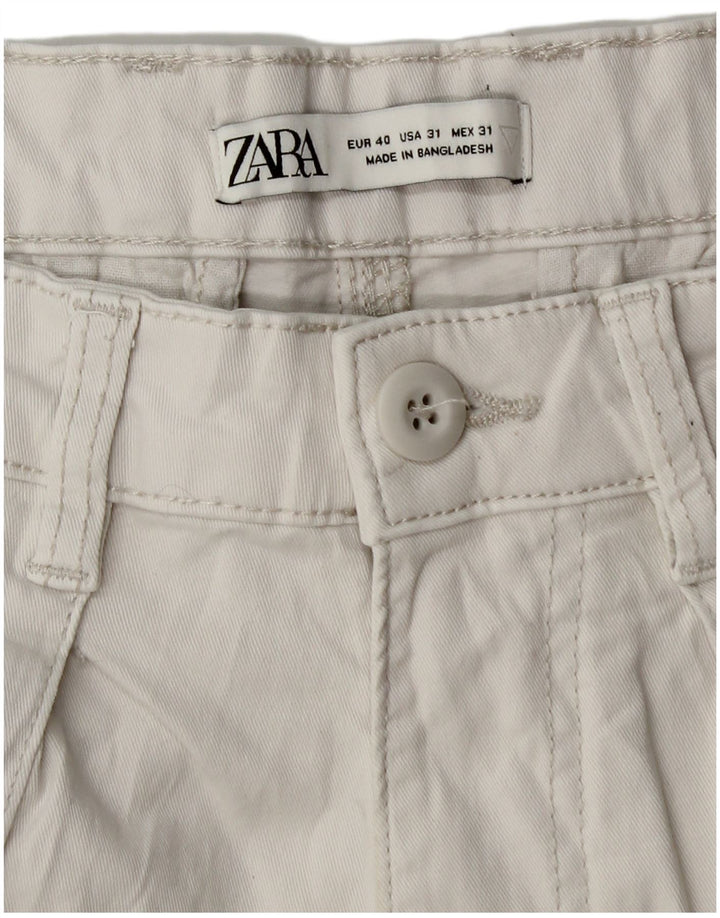 Zara Pantalon cargo droit pour homme EU 40 Medium W31 L28 Coton blanc