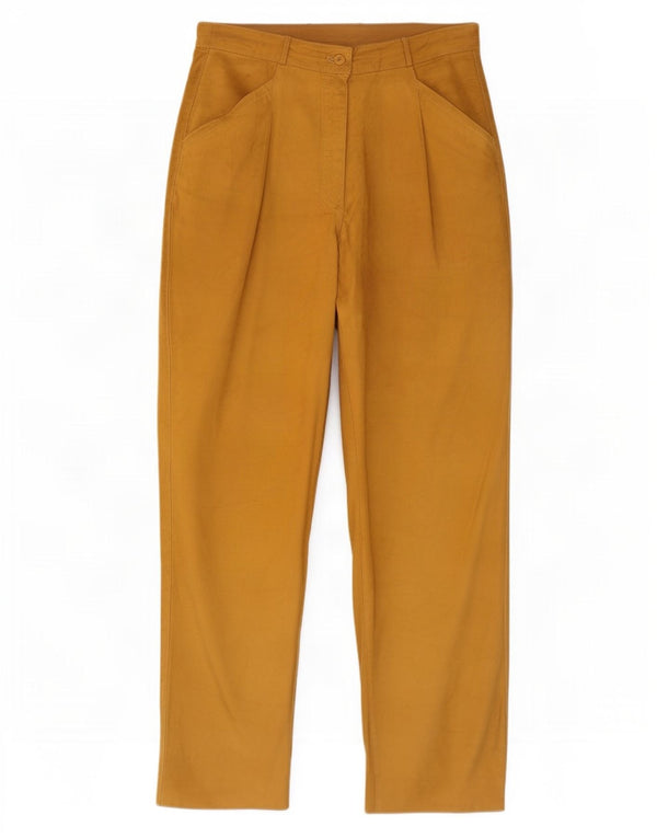 Pantalon en cuir taille haute femme vintage IT 42 Medium W26 L30 Beige