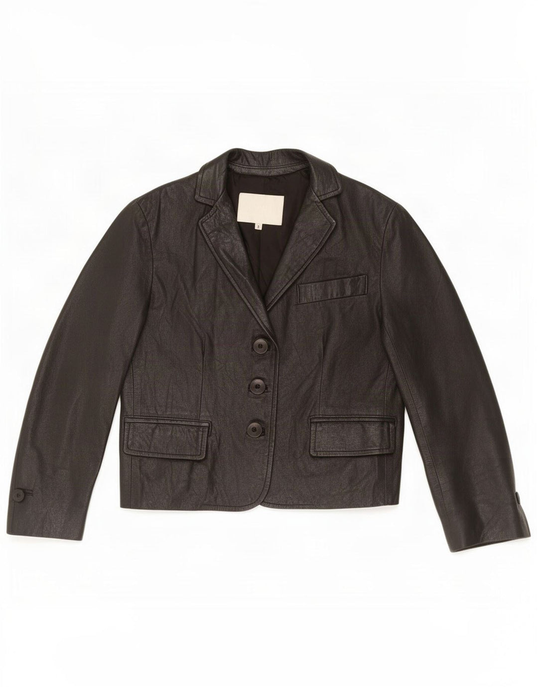 Imperial Veste blazer en cuir à 3 boutons pour femme UK 10 Petit Noir