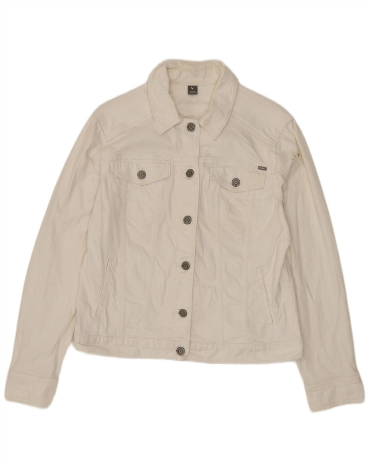 Eddie Bauer Veste en jean pour femme UK 14 Grand coton blanc