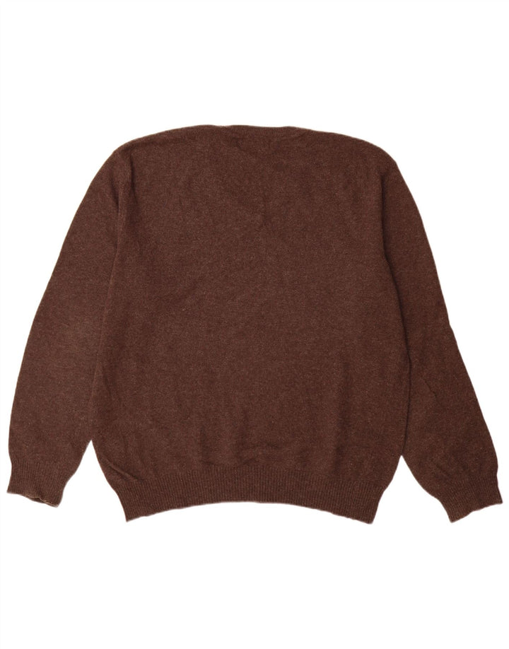 Zara Pull col V pour homme en laine marron à losanges/diamants