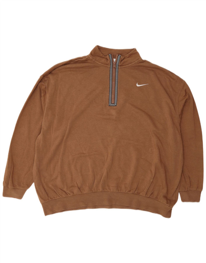 Nike Sweat-shirt surdimensionné graphique pour femme UK 16 Grand coton marron