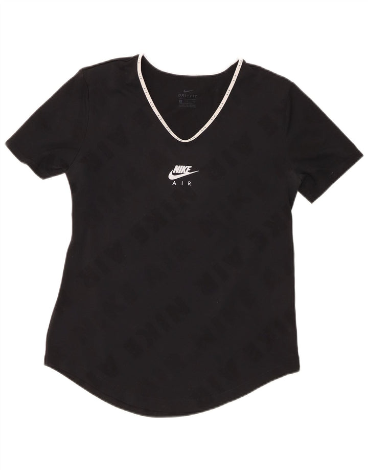 NIKE T-shirt graphique Dri Fit pour femme UK 10 Small Noir Polyester