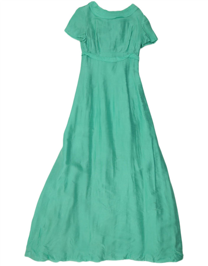 vintage Femme Maxi Robe UK 8 Petit Vert