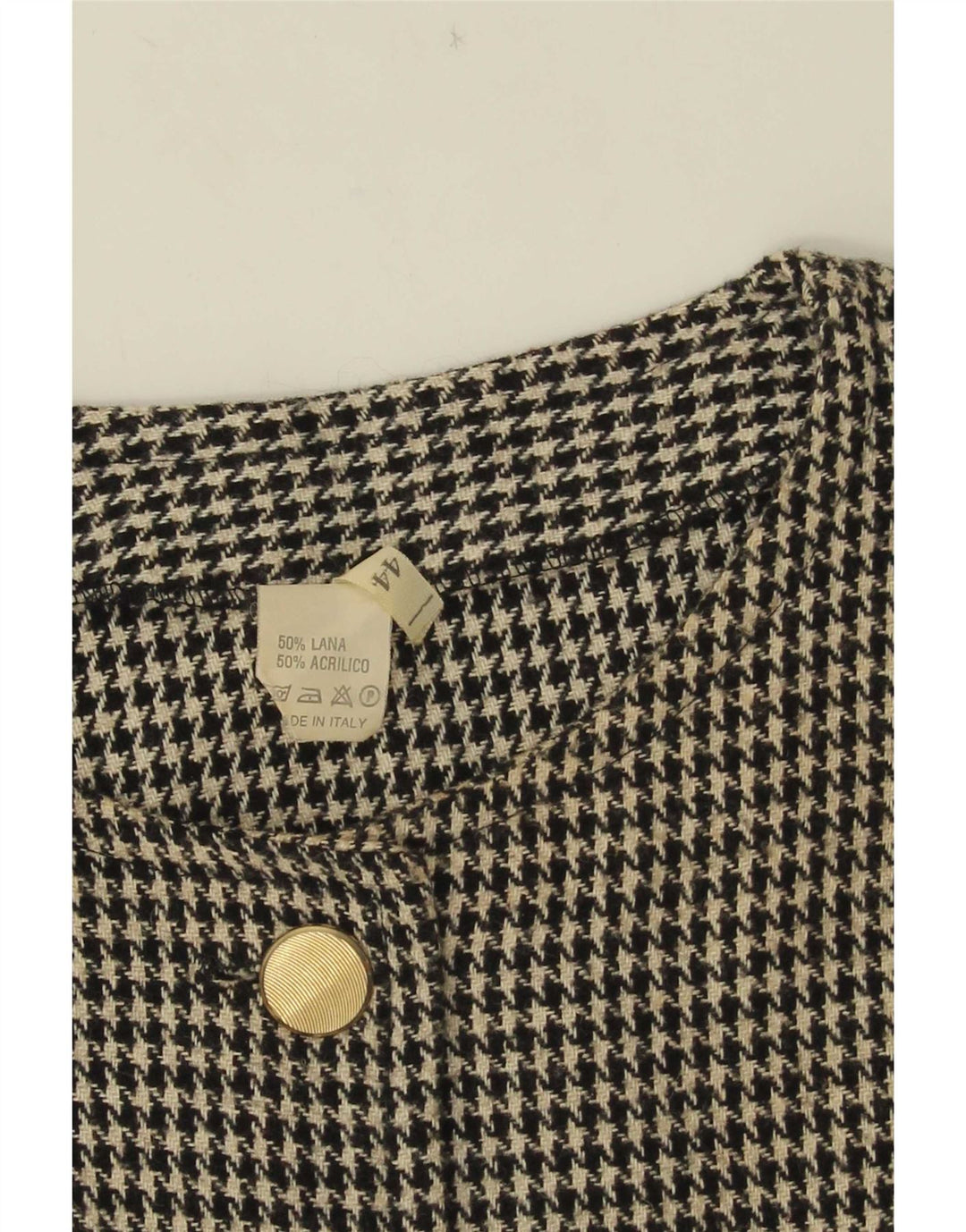 vintage Femmes Crop 5 Bouton Blazer Veste IT 44 Pied-de-poule Noir Moyen